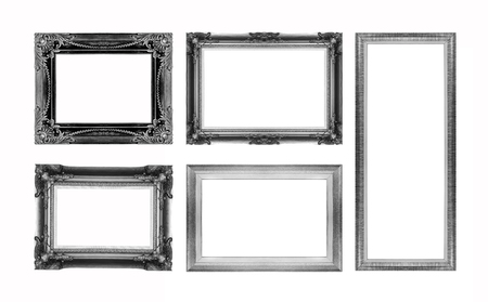 Set of black  picture frame isolated on white backgroundsの写真素材