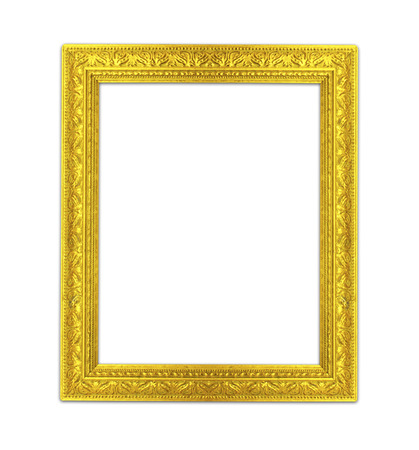 Gold picture frames. Isolated on white backgroundの写真素材