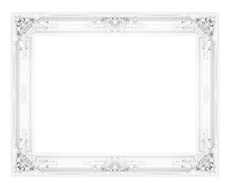 old antique white picture frames. Isolated on white backgroundの写真素材