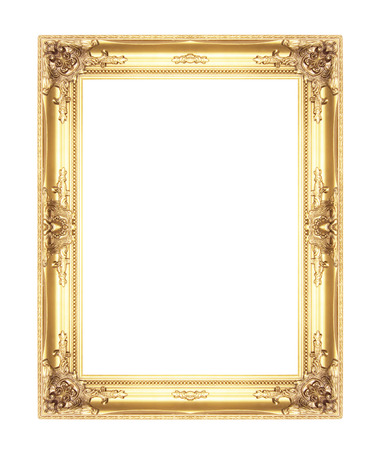 old antique gold picture frames. Isolated on white backgroundの写真素材