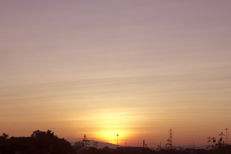 Bright orange and yellow colors sunset skyの写真素材