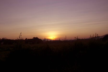 Bright orange and yellow colors sunset skyの写真素材