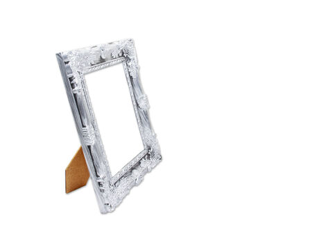 The antique silver frame isolated on the white backgroundの写真素材