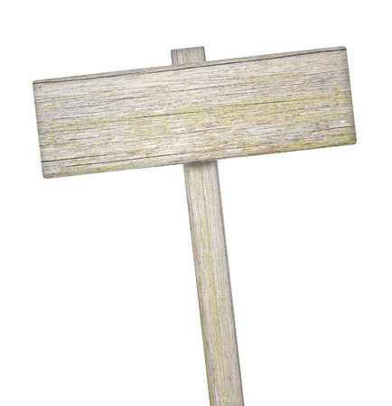 Wooden sign isolated on white backgroundの写真素材