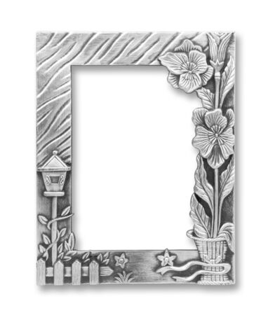 silver picture frames. Isolated on white background の写真素材