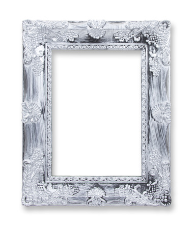 The antique silver frame  isolated on the white backgroundの写真素材