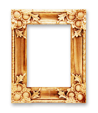The antique gold frame isolated on the white backgroundの写真素材