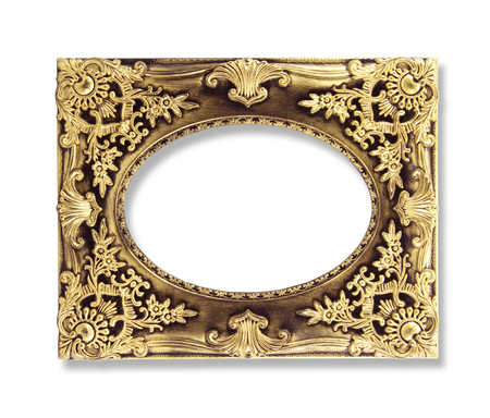 picture gold frames. Isolated on white backgroundの写真素材
