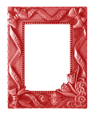 red antique vintage  picture frames. Isolated on white backgroundの写真素材