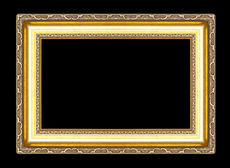 gold  picture frames. Isolated on black  backgroundの写真素材