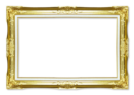  gold antique picture frames. Isolated on white backgroundの写真素材