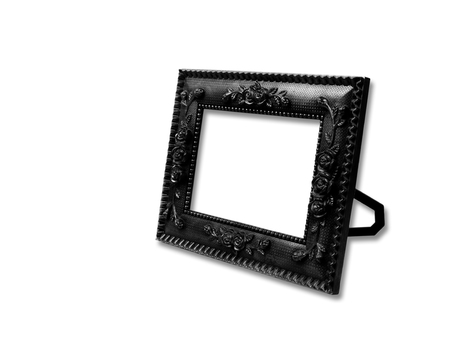 The antique black frame isolated on the white backgroundの写真素材