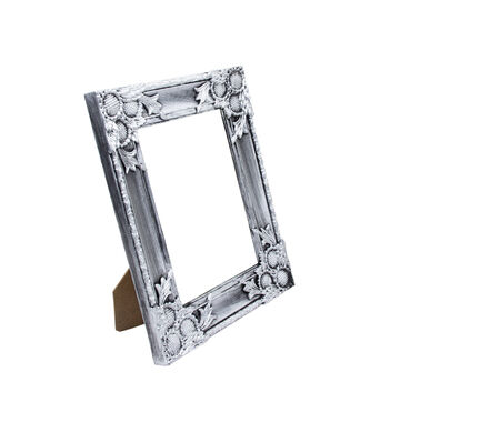 The antique silver frame on the white backgroundの写真素材
