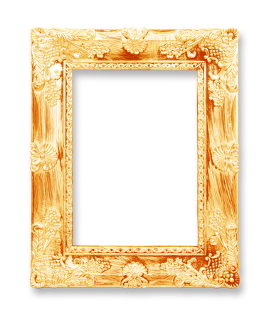 The antique gold frame on the white backgroundの写真素材