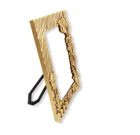 The antique gold frame on the white backgroundの写真素材
