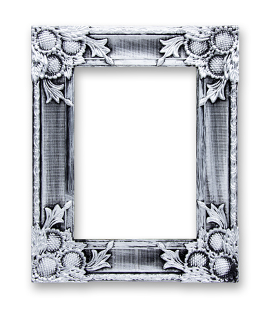 The antique silver frame on the white backgroundの写真素材