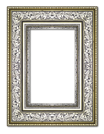 gold antique vintage  picture frames. Isolated on white backgroundの写真素材