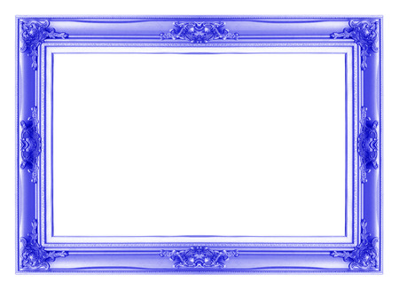 blue antique vintage  picture frames. Isolated on white backgroundの写真素材