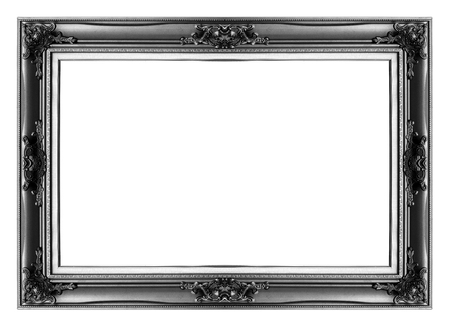 black antique vintage  picture frames. Isolated on black backgroundの写真素材