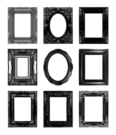 black  antique  picture frames. Isolated on white backgroundの写真素材
