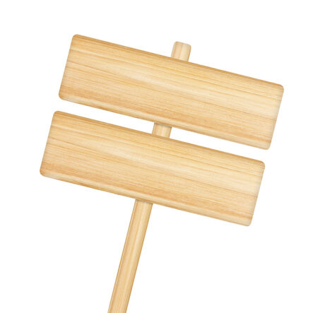 Wooden sign isolated on white backgroundの写真素材