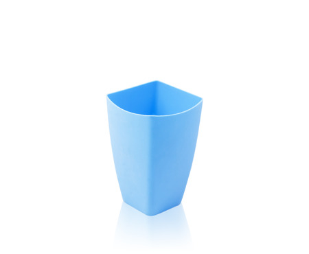 colorful plastic mug  isolated on white backgroundの写真素材