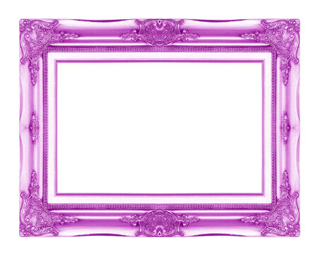 purple  antique picture frames. Isolated on white backgroundの写真素材