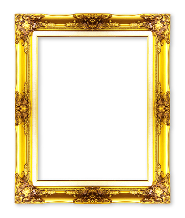 gold  antique vintage picture frames. Isolated on white backgroundの写真素材