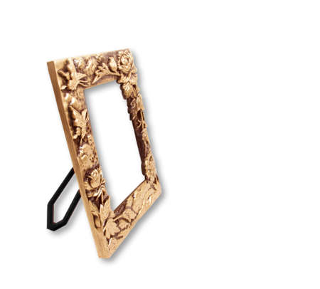 The antique gold frame on the white backgroundの写真素材