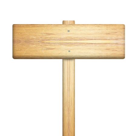 Wooden sign isolated on white backgroundの写真素材