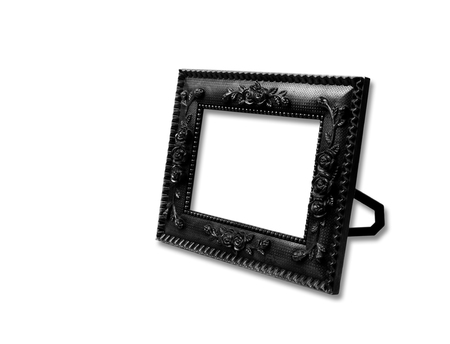 The antique black frame isolated on the white backgroundの写真素材