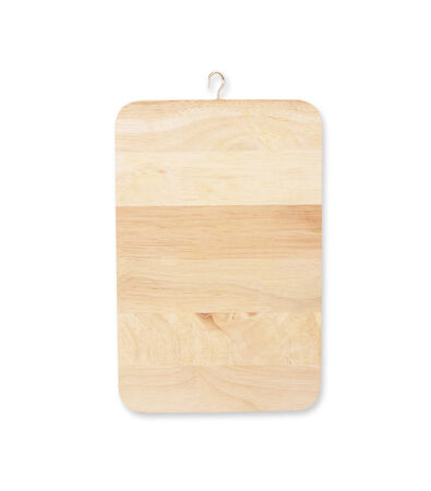 Wooden cutting board isolated on white backgroundの写真素材