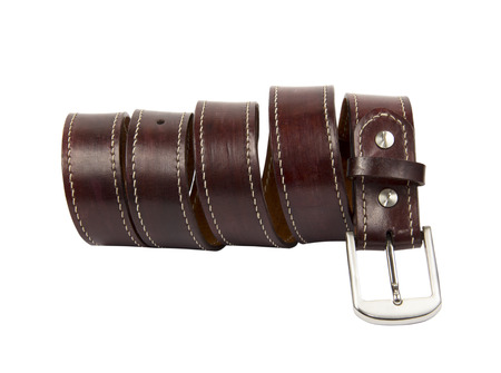 Leather belt for men . Isolate on white backgroundの写真素材