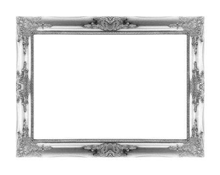 Silver picture frames. Isolated on white backgroundの写真素材
