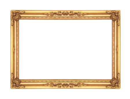 Gold picture frames. Isolated on white backgroundの写真素材