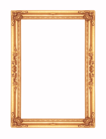 Gold picture frames. Isolated on white backgroundの写真素材
