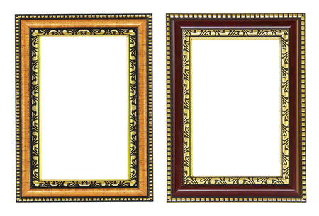 gold frame on the white backgroundの写真素材