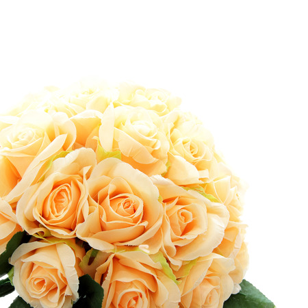 Artificial rose flowers  on white backgroundの写真素材