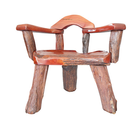 wooden chair isolated on white backgroundの写真素材