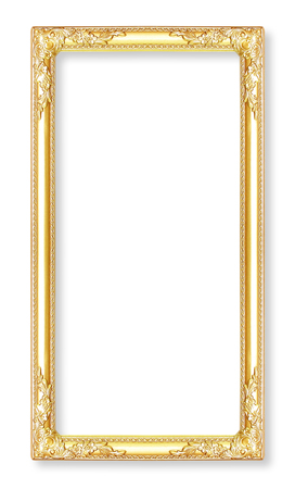 Gold picture frames. Isolated on white backgroundの写真素材