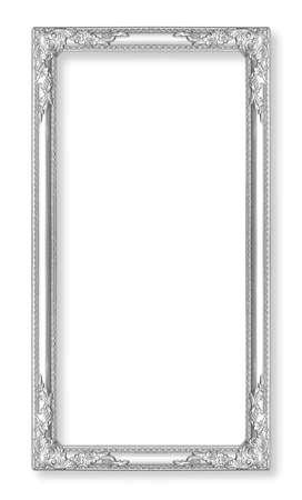 Silver picture frames. Isolated on white backgroundの写真素材