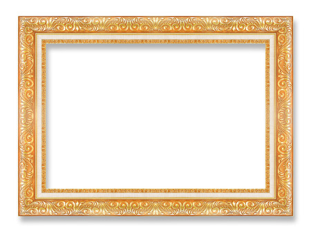 Gold picture frames. Isolated on white backgroundの写真素材
