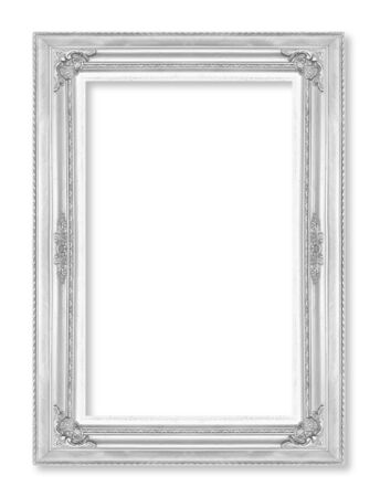 Silver picture frames. Isolated on white backgroundの写真素材