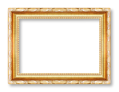 Gold picture frames. Isolated on white backgroundの写真素材