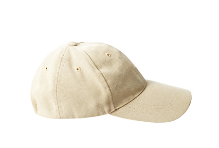 Linen baseball cap isolated on whiteの写真素材