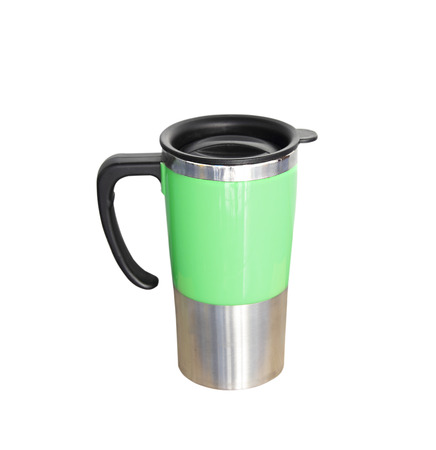 Aluminum mug isolated on whiteの写真素材