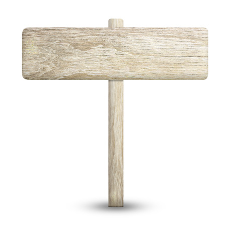 Old Wooden sign isolated on white backgroundの写真素材