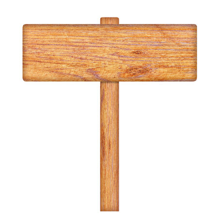 Wooden sign isolated on white backgroundの写真素材