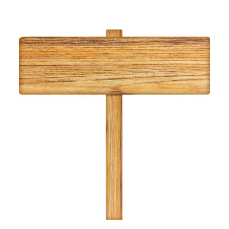 Wooden sign isolated on white backgroundの写真素材