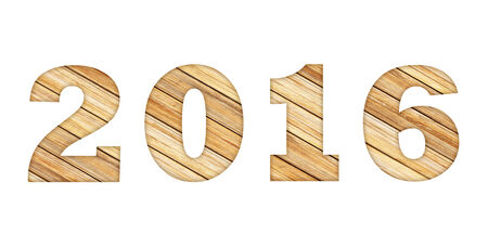 new 2016 year from wood. isolated on white backgroundの写真素材